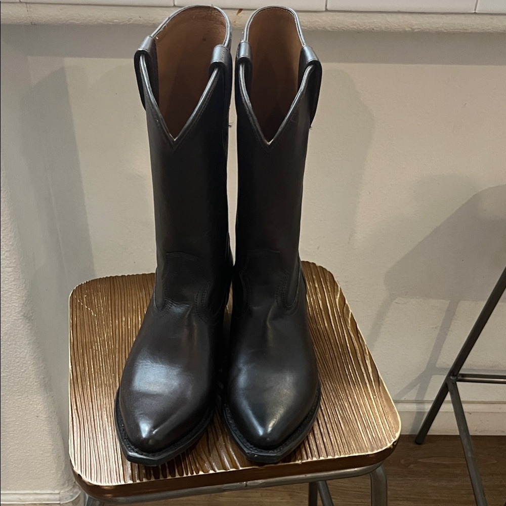 FRYE Brown Leather Cowboy Boots SACHA MID PULL ON - Picture 2 of 12